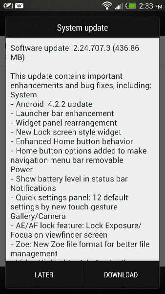 Android 4.2.2 Update For HTC One Now In India